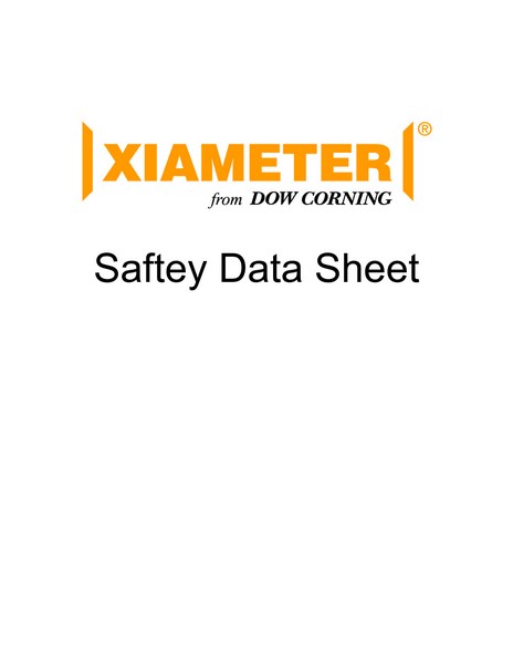 Xiameter Saftey Data Sheet Cover